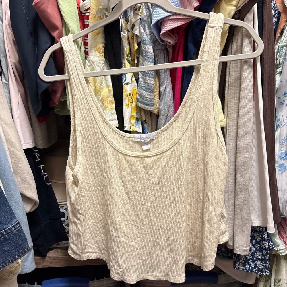 Beyond Yoga Beige Ribbed Tank Top